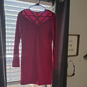Elegant Red Long Sleeve Dress